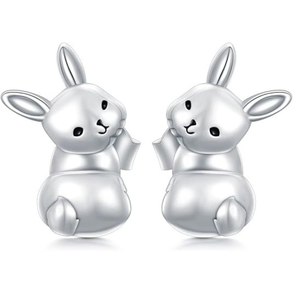 Rabbit Animal Dangle Earrings Sterling Silver Hypoallergenic